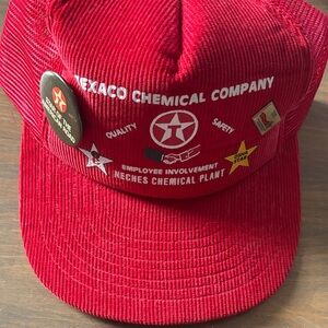 Texaco Red Corduroy Cap with Pins
